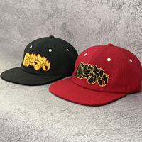 Casquette de baseball vintage 50 % laine, style sportif, non structurée, à visière plate avec broderie graffiti personnalisée et lettres contrastées