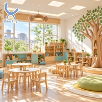 Ensemble Chaise et Table pour Tout-Petits en Bois Courbé, Mobilier Montessori pour Enfants, Crèches et Écoles Maternelles, Dossiers Ovales, Poignées Découpées, Coins Lounge