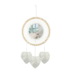 <span class=keywords><strong>Specchio</strong></span> rotondo macramè appeso a parete Boho decorazione <span class=keywords><strong>per</strong></span> la casa specchi decorativi da parete <span class=keywords><strong>per</strong></span> soggiorno decorazione camera da letto bambino asilo nido regalo - Product Image 3