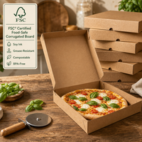 Caja de Pizza Kraft con Logotipo Personalizado de Fábrica, Caja de Papel Corrugado Resistente y Ecológica, Venta al por Mayor para Entrega de Pizza para Llevar