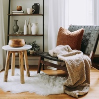 Housse de Coussin Douillette en Fausse Fourrure Effet Peluche pour l'Automne, Housse Décorative