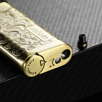 Briquet à cigare en forme de tuyau de forage, bronze, argent antique, motifs uniques, portable, multifonction, coffret cadeau