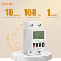 Relé Inteligente ETEK de 230V para Riel DIN, 40A, 2P, Programable Semanalmente, Interruptor de Tiempo con Cuenta Regresiva de 7 Días, Interruptor de Batería EKTS316