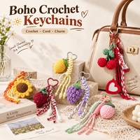 Gehaakt macramé koord, boho chic decoratie, handgeweven breiwerk, fruit rugzak hanger, gehaakte tas charme, sleutelhanger