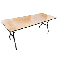 Table d'événement pliante en contreplaqué pour banquet d'hôtel, rectangle, vente en gros