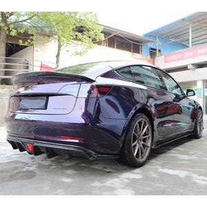 2017-2025 Tesla <b>Model</b> 3 Wet Carbon Fiber Bumper Front Rear Lip Side Skirt Rear Spoiler Bolt-On Fog Light - Product Image 5