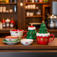 Ensemble de vaisselle en céramique de Noël sur mesure OEM, tasses en céramique dans un coffret cadeau pour les dîners de fête