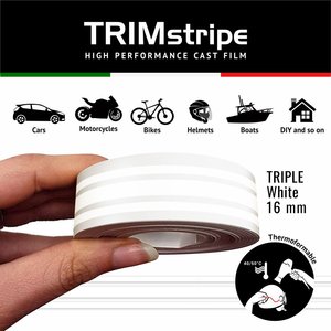 Strisce adesive bianche 16 MM X 10 MT Trim per auto 3 filamenti attrezzature per la riparazione del corpo - Product Image 1