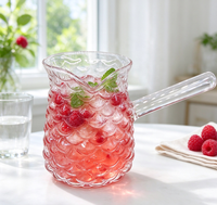 Carafe à café en verre à motif écailles de poisson avec poignée latérale, théière en verre borosilicate texturé résistant à la chaleur pour la maison et le café