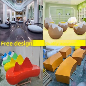 Chaise de loisirs simple en fibre de verre pour extérieur, banc public créatif pour centre commercial, personnalisation, modèle Guangdong D698745 - Product Image 2