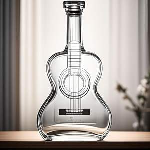 Bouteille de vodka, gin, rhum, whisky, tequila, liqueur, <span class=keywords><strong>alcool</strong></span> en verre de qualité alimentaire, forme de guitare personnalisée, super flint, haute qualité - Product Image 1