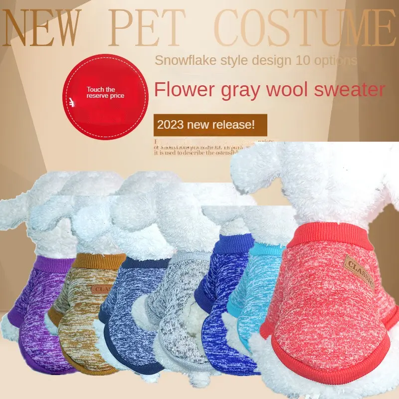 Sweater modis pakaian hewan peliharaan persediaan hewan peliharaan pakaian anjing teddy pakaian kucing musim semi, musim gugur dan musim dingin hewan peliharaan