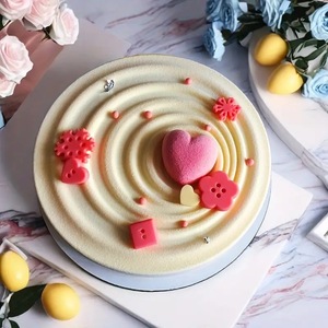 Round Water Ripple Pattern Silicone Mousse Cake Mold White 1 Piece For Baking Desserts - Product Image 2