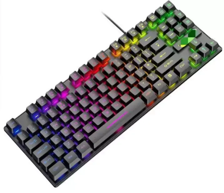 Teclado de arco-íris com fio usb, sensação mecânica de 87/88 teclas led, retroiluminado 60%, teclado para jogos, para gamer KBL-088