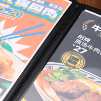 Bord en cuir PU A4/8.5x11 pouces Restaurants Hôtel Menu Titulaire Couverture Transparent PVC Menu Recette Livre Dossier