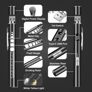 Linterna Médica, Lápiz <span class=keywords><strong>de</strong></span> Luz para Enfermeras, Medidor <span class=keywords><strong>de</strong></span> Pupilas, Regla Divisoria, Luz USB Blanca y Amarilla, Lápiz <span class=keywords><strong>de</strong></span> Luz para Enfermería, Examen Oftalmológico y ORL - Product Image 4