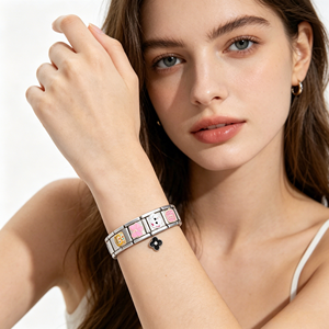 Bracelet multifonctionnel en acier inoxydable plaqué or, style italien, série rose, cerise, papillon, cœur, étoile à cinq branches - Product Image 6
