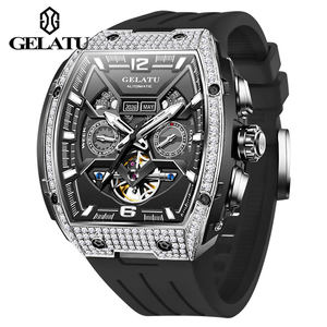 Montre mécanique automatique Gelatu 6016 pour homme, cadran squelette diamanté, tourbillon, en acier inoxydable, étanche 5 ATM, 2026 - Product Image 1
