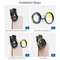 Filtres ND CPL Star Apexel 52 mm rouge/bleu/orange/jaune, couleur complète, 7 en 1, filtre super portable en métal pour objectif d'appareil photo de téléphone portable