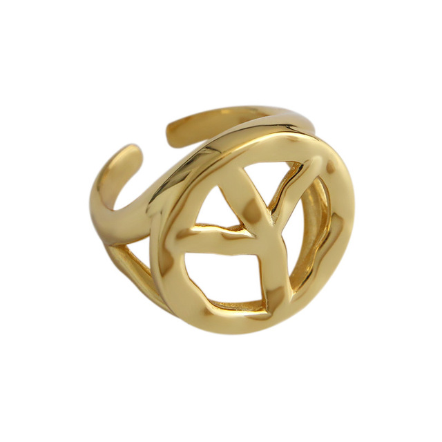 Korean Version S925 Pure Silver Ring with Peace logo Hollowed Out Female Ring Ins Personalized Silver Rings