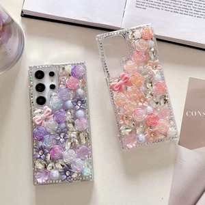 เคสโทรศัพท์ซัมซุง S26 Ultra ลายดอกไม้แก้วดีไซน์สร้างสรรค์ เคสโทรศัพท์ซัมซุง S26 ลายโบว์ดอกไม้ เคสโทรศัพท์ลายเพชร - Product Image 1