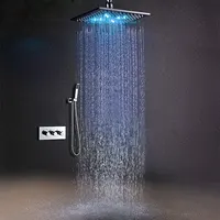 10 inç antika düşük güç kare led ışık 2 yollu duvar yağmur spa duş başlığı termostatik duş bataryası setleri