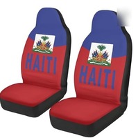 Housse de siège de voiture en polyester avec impression numérique haute définition de la carte d'Haïti, lavable, avec dos élastique, logo personnalisé, accepte les commandes en gros