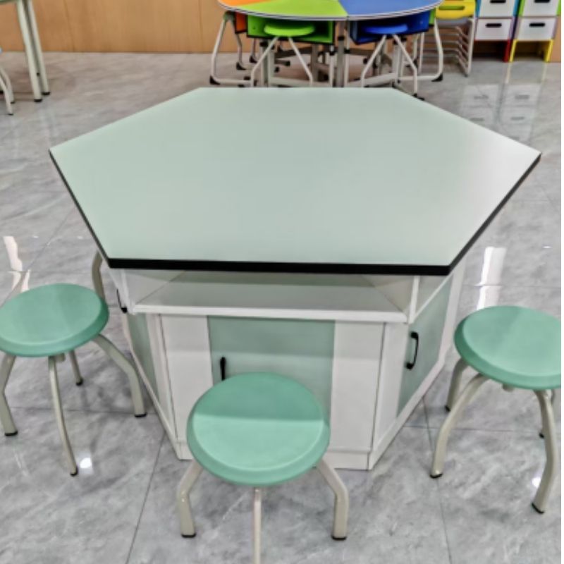 2025 School Hexagon Tables Adjustable Modern Design with Drawer