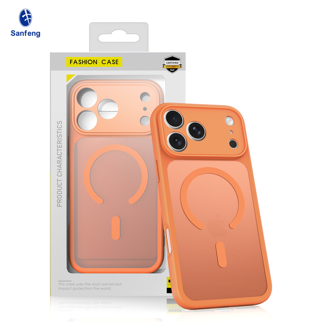 Fashion Orange Custom Magnetic Wireless Charging Phone Case for iPhone 18 17 16 15 Pro Max Matte Skin-Feel Lens Protection Cover