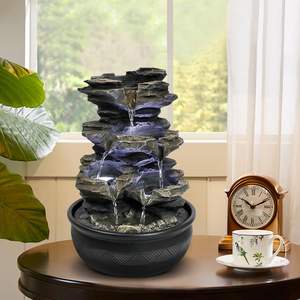 DB 15.7 pouces High Rock Cascading Tabletop LED Light Fountain pour Home Office Bedroom Relaxation - Product Image 2