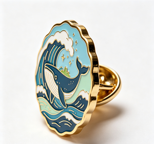 Whale Enamel Metal <b>Pin</b> Gold Plated Cartoon <b>Badge</b> Ocean Animal Cloak <b>Pin</b> for Bag and Garment - Product Image 4