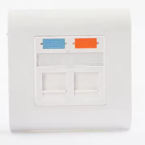Plaque murale RJ45 double port avec <span class=keywords><strong>obturateur</strong></span>, pour ordinateur et téléphone, ABS blanc 80x80mm - Product Image 2