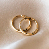 EMANCO Boucles d'oreilles créoles classiques élégantes pour le bureau, en acier inoxydable couleur or, géométriques, pour femme, fiançailles