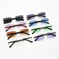 Prix de gros Nouvelles lunettes de soleil sans monture tendance style européen et américain protection UV400 unisexe