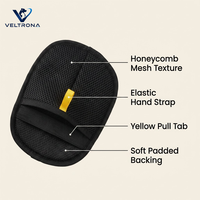 Gant de nettoyage pour animaux de compagnie, en maille noire, tissu nid d'abeille, pour enlever les poils de chien et de chat, réutilisable, avec sangle élastique, en velours
