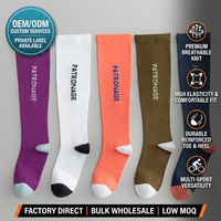 Chaussettes de sport respirantes personnalisées avec logo, hauteur genou, pour hommes et femmes, vente en gros