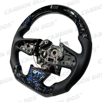 Volant en cuir personnalisé en fibre de carbone forgée bleue avec logo GT LED, adapté à Renault Megane RS/3/4