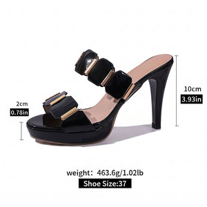 Nuove Ciabatte Sexy da Donna con Punta a Spillo e Tacco Alto, Sottile 10cm, con Due Pezzi Ottagonali in PU Connessi alla Tomaia MuY255 - Product Image 5