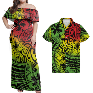 Abito lungo estivo <span class=keywords><strong>donna</strong></span> Samoan Tribal Green Print O Neck abiti da festa <span class=keywords><strong>elegante</strong></span> Maxi abito <span class=keywords><strong>Casual</strong></span> da <span class=keywords><strong>donna</strong></span> con spalle scoperte - Product Image 4