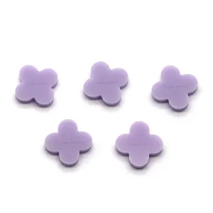 Light Purple Color Synthetic Stone Four Leaf Clover Gemstone For Jewelry Making