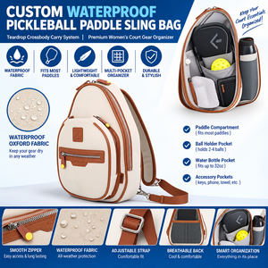 Sac de transport étanche personnalisé pour raquette de pickleball, système de transport en bandoulière en forme de goutte d'eau, organisateur d'équipement de terrain haut de gamme pour femmes - Product Image 1