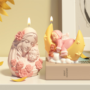 Molde de Silicone para Vela Aromática de Dia das Mães, DIY, Ornamento 3D Mãe e Filho, Ferramenta Segura e Não Tóxica para Bolos - Product Image 1
