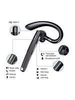 YYK-520 Headset Nirkabel Single Ear Hook BT 5.1 EDR Diafragma Grafena 10mm IPX7 Tahan Air 10 Jam Bicara 400 Jam Siaga Dilengkapi Kotak Penyimpanan