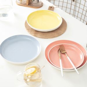 Ins Nordic Tableware 9 Inch Glossy Two-Tone Glaze <b>Ceramic</b> <b>Plates</b>, Creative Western Dinner <b>Plates</b> for Steak Salad Household - Product Image 3