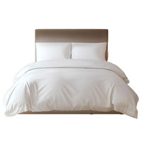 Parure de lit haut de gamme pour maison d'hôtes, quatre pièces, 80 fils, blanc pur, 100 % coton satiné, résistante à l'abrasion, housse de couette épaisse