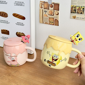 Taza <span class=keywords><strong>de</strong></span> Cerámica <span class=keywords><strong>de</strong></span> <span class=keywords><strong>Bob</strong></span> <span class=keywords><strong>Esponja</strong></span> con Tapa y Cuchara, Taza <span class=keywords><strong>de</strong></span> Café con Forma <span class=keywords><strong>de</strong></span> Tarro <span class=keywords><strong>de</strong></span> Miel <span class=keywords><strong>de</strong></span> <span class=keywords><strong>Dibujos</strong></span> <span class=keywords><strong>Animados</strong></span>, Taza <span class=keywords><strong>de</strong></span> Agua para Parejas, Regalo - Product Image 4