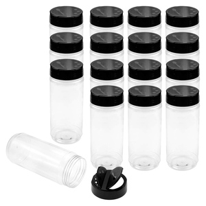 PET Empty Plastic 230-450ml Dishwasher Safe Eco-Friendly <b>Spice</b> Shaker Containers with Flapper Cap Pepper Salt <b>Jar</b> Set - Product Image 1