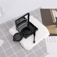 Vide fard à paupières Palette Rectangle noir cosmétique fard à joues boîte d'emballage en plastique pressé Compact poudre étui avec brosse miroir