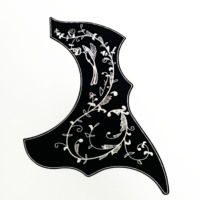 Protector de Guitarra Acústica con Diseño Floral Plateado y Negro, Antiarañazos, para Guitarras de 40 y 41 Pulgadas