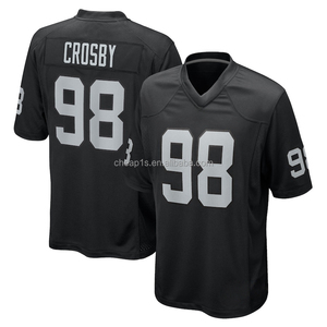 Vente en gros de maillots de football américain cousus pour hommes <span class=keywords><strong>Las</strong></span> <span class=keywords><strong>Vegas</strong></span> Raider, couleur noire # 98 Maxx Crosby # Uniforme de football 89 Brock Bowers - Product Image 2